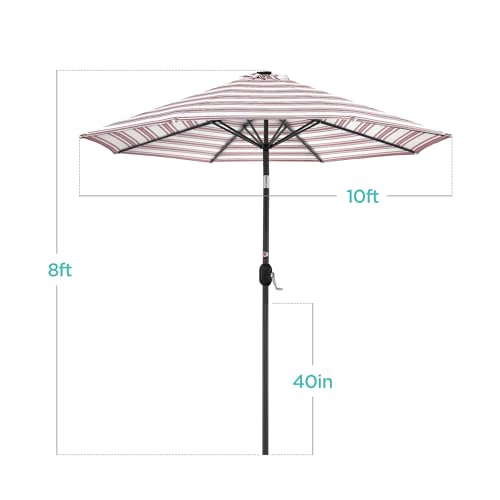 10ft Solar Polyester LED Lighted Patio Umbrella w