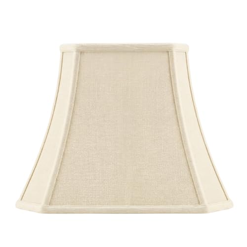 BSO-710-18LNEG Rectangle Cut Corner Basic Lamp Shade, (7x10) x (12.25x18) x 13.25, Linen Eggshell
