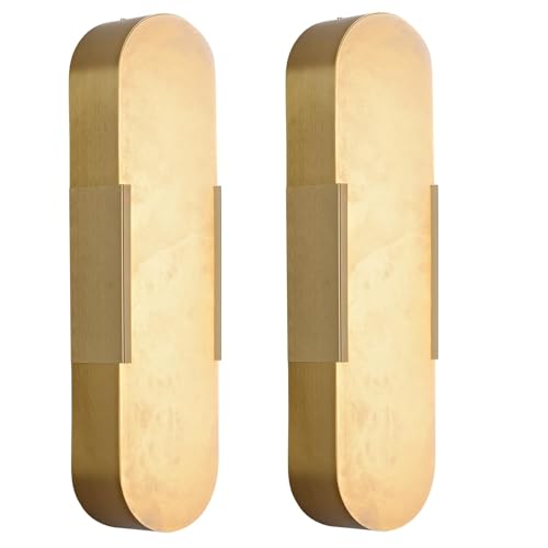 19.7" Oval Alabaster Wall Sconces Set of 2 Gold Modern Light (2 Count)
