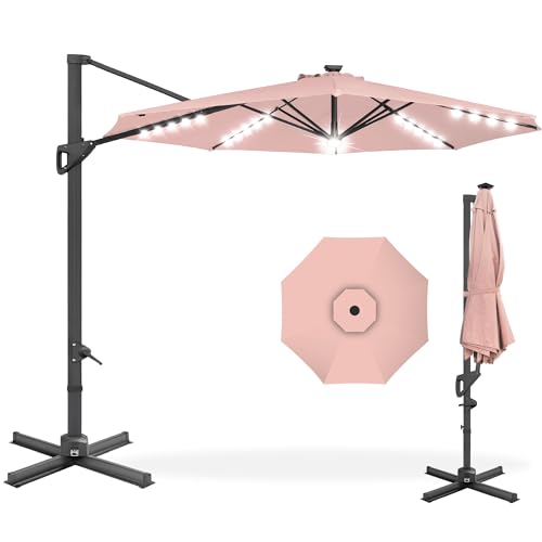 10ft Solar LED Cantilever Patio Umbrella