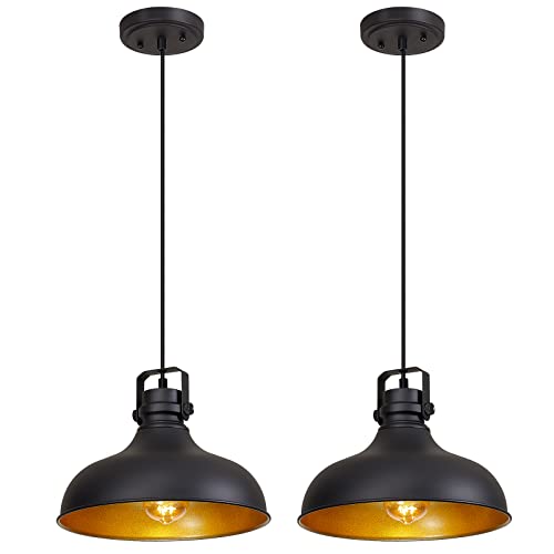 Black Farmhouse Pendant Lights Kitchen Island Fixtures (2 Count)