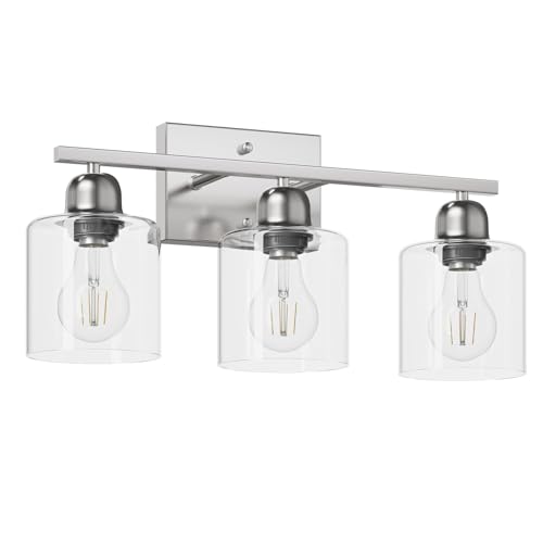 Modern Brushed Nickel 3 Light Bathroom Light Fixtures
