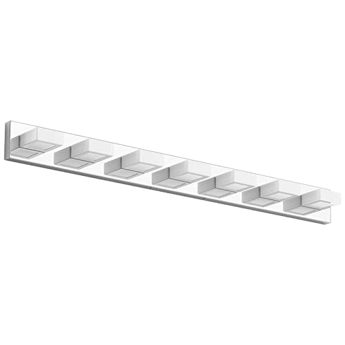 46" Modern LED Chrome Vanity Lights 7 Lights Acrylic Stainless Steel LED Vanity Light Fixtures Chrome Bathroom Lighting Over Mirror