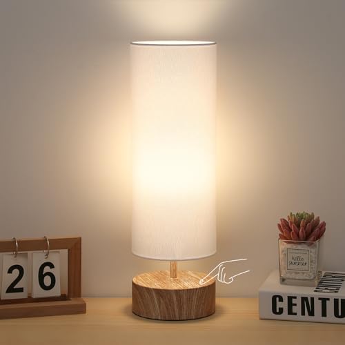 Touch Table Lamp with Wood Grain Metal Base