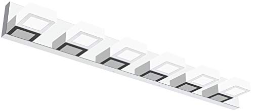 Modern LED Bathroom Vanity Lights 6 Lights Acrylic Stainless Steel LED Vanity Light Fixtures for Bathroom Lighting 6000K Cool White Light