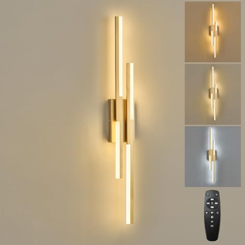 Modern LED Wall Sconce Gold Remote Wall Light Fixtures for Bathroom