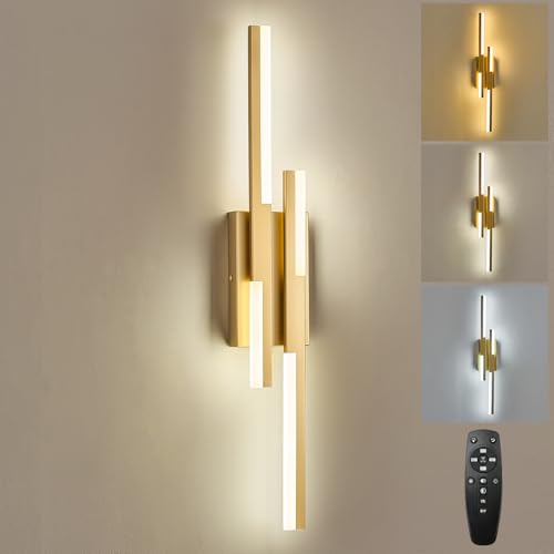 Modern LED Wall Sconce Gold Remote Wall Light Fixtures for Bathroom