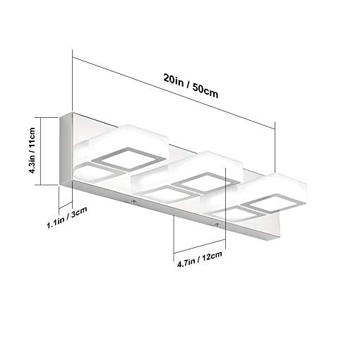 Modern LED Chrome Vanity Light Acrylic Stainless Steel for Bathroom Vanity Lighting Fixtures Cool White 6000K