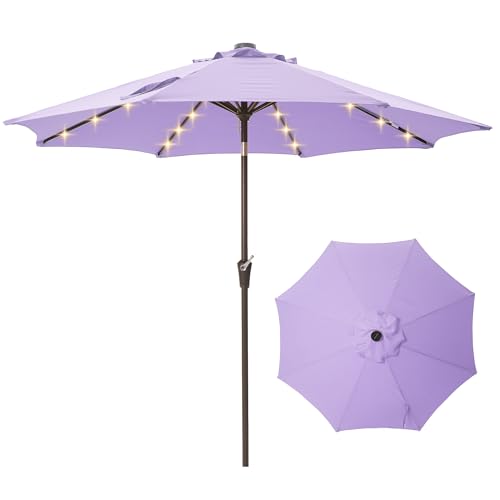 9' Patio Umbrella with solar lights Outdoor Garden Umbrella purple