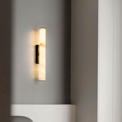 Spanish Natural Marble Wall Sconces Strip Alabaster Wall Lighting All Copper Indoor Nordic Sconce Wall Lamps for Bedroom Staircase Living Room Corridor