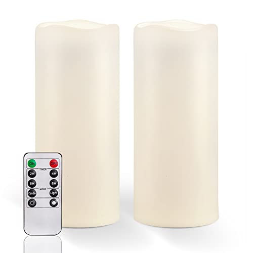10" x 4" Large Waterproof Outdoor Flameless Candles with Remote Control and Timer (2 Count)
