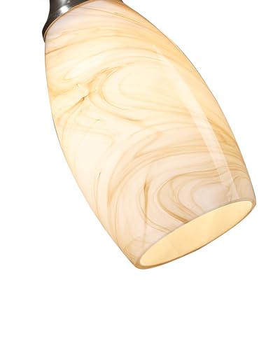 Mini Pendant Lights Kitchen Island Beige Marble Glass Lamp Shade Hand Blown Glass Pendant Light with Brush Nickel Finish Adjustable Cord for Kitchen Over Sink Hallway