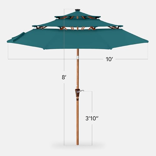 10ft 3 Tier Solar Patio Market Umbrella