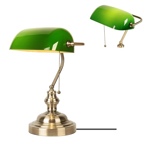 Green Glass Bankers Desk Lamp