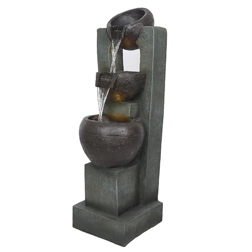 TZL400 34" 3 Tier Basin Cascading Fountain with LED Lights