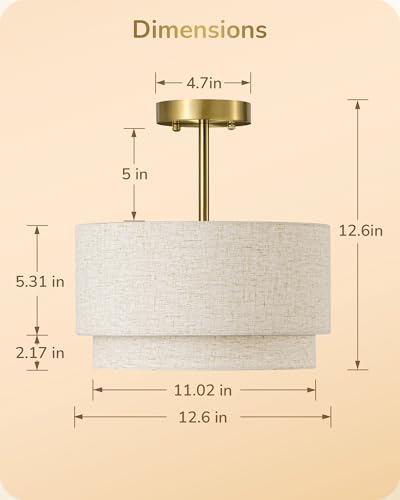12.6Inch Semi Flush Mount Ceiling Light