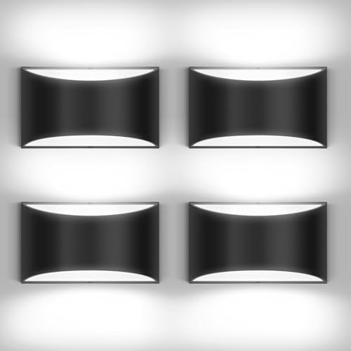 4 Pack Black Modern LED Wall Sconce Hardwired Indoor Wall Lights Up and Down Wall Mount Light for Living Room Bedroom Corridor Hallway Conservatory Cool White 6000K (4 Count)