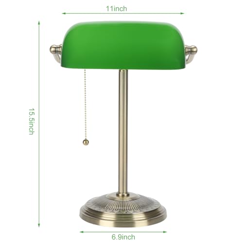 Bankers Lamp Brass Finish with Pull Switch