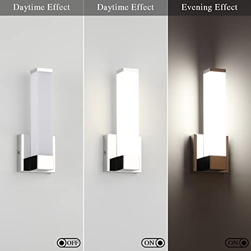 Chrome Wall Lights for Bedroom Modern Indoor LED Hallway Sconces Corner Light 12" Inch Height 12W 4000K Bedside Stair Sconces Wall Lighting Lamps 110V AC