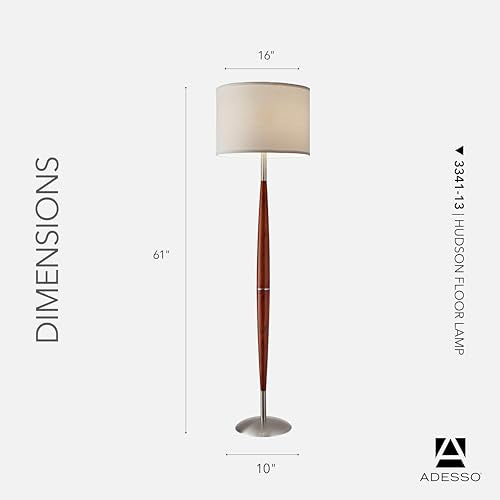 Floor Lamp Maple Wood & Satin Steel