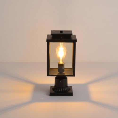 Dusk to Dawn Black Outdoor Post Light Hardwired with Pier Mount Base