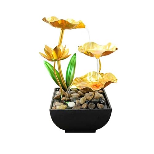 11‘’ H Gold Tabletop Water Fountain