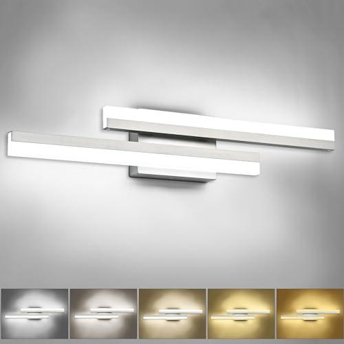 24 Inch LED Vanity Light Brushed Nickel Bathroom Light Fixtures Over Mirror Modern Bath Lighting Bar 5CCT