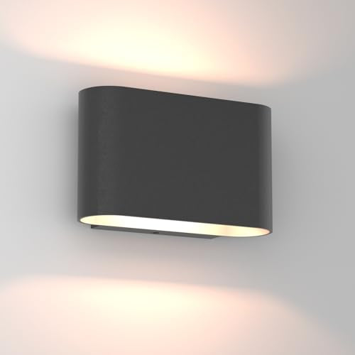Black LED Wall Sconces 1 Pack Indoor Modern Wall Lights Hardwired Up and Down Interior Wall Mount Light for Living Room Bedroom Hallway Warm White 3000K