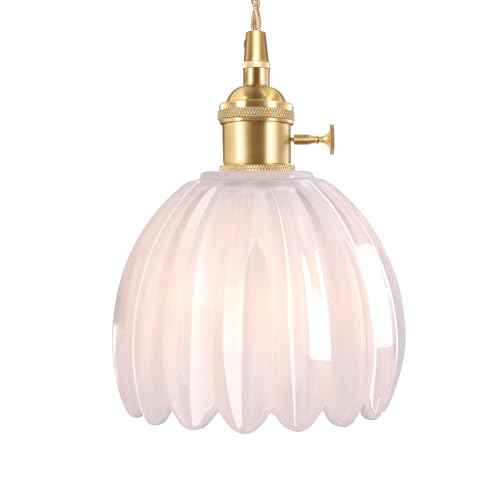 Pendant Light with White Tulip Glass Lmapshade