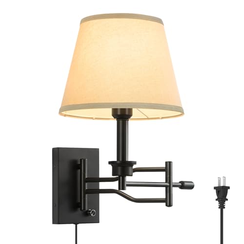 15" Black Swing Arm Wall Sconce Adjustable Wall Lamp