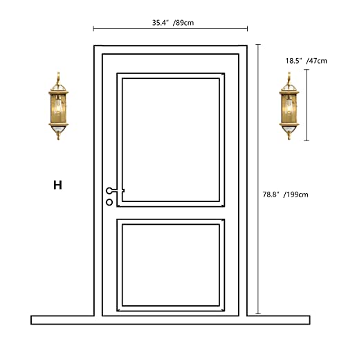 Outdoor Wall Light with Clear Glass Waterproof Exterior Light Fixtures Oil Rubbed Brass 18.5 inch Copper Wall Mount Lights for for Patio Garage Front Porch