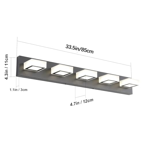 Modern Black Bathroom Lighting Fixtures 5 Lights Adjustable Acrylic Vanity Lights Fixtures Modern LED Matte Black Bathroom Vanity Lights Over Mirror
