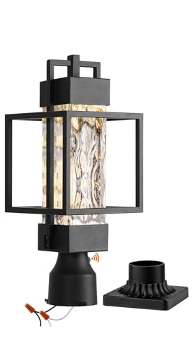 18" H Dusk to Dawn Outdoor Post Light Fixture Hardwired 120V