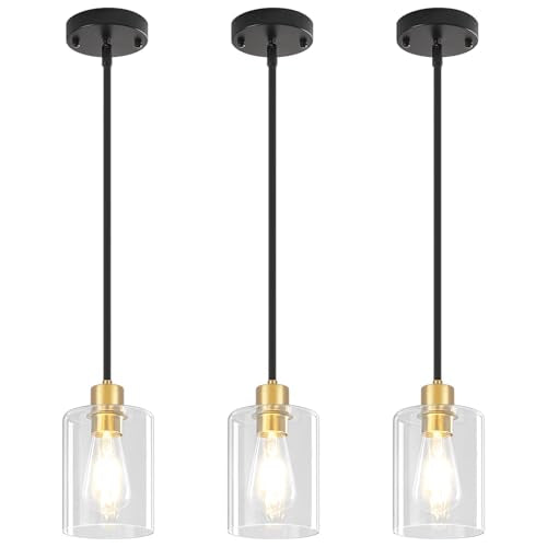 3 Pack Glass Pendant Lights Kitchen Island Modern Hanging Light