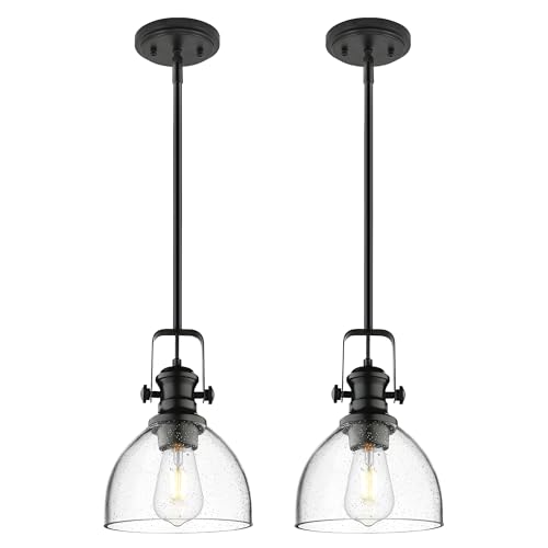 7.5" 2 Pack Black Pendant Lights Kitchen Island