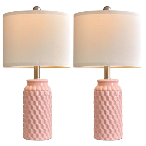20.5" Pink Small Bedside Lamps Set of 2