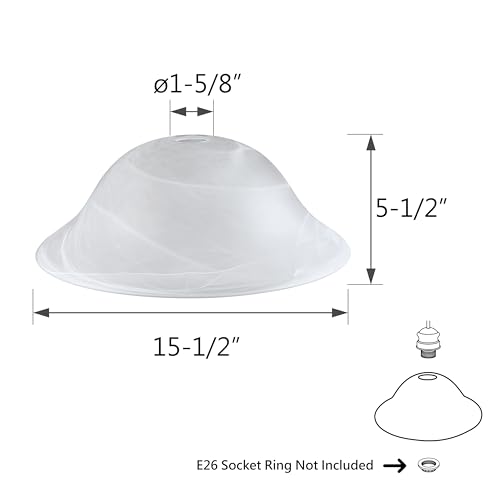 23140 11A Etched Alabaster Transitional Style Replacement Glass Shade for Medium Base Socket Torchiere Lamp