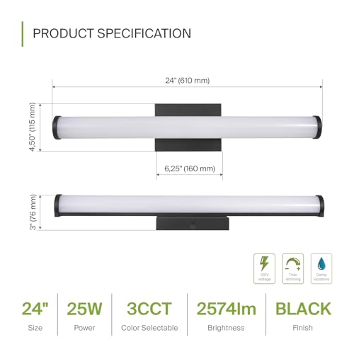 24" LED Linear Vanity Light Fixture (4 Count)