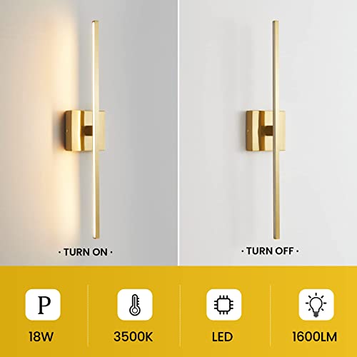 Gold Bathroom Light Fixtures Over Mirror 24 inch 18W LED Vanity Lights for Bathroom Modern Bath Sconces Wall Lighting 3500K Warm Light for Paintings