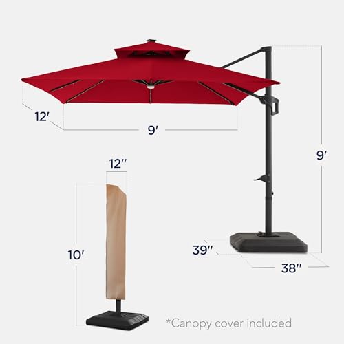 9x12ft LED Cantilever Patio Umbrella w