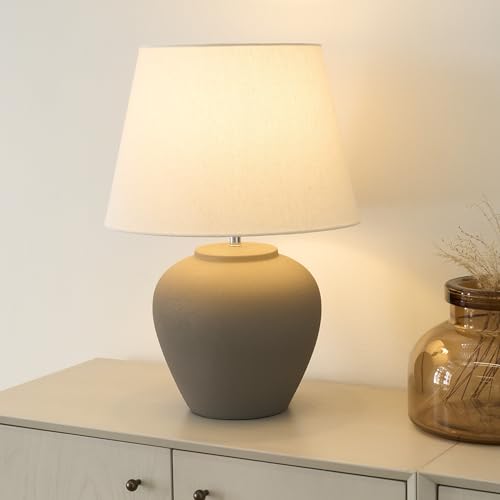 Home 20" Brown Matte Ceramic Table Lamp with Fabric Shade