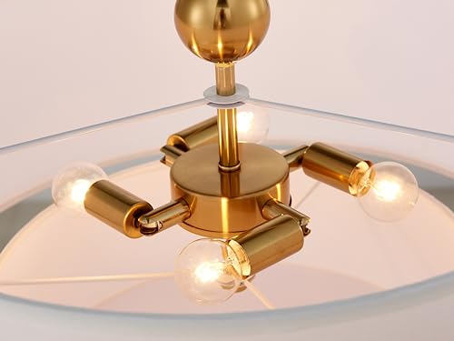 Lighting White Double Drum Chandelier