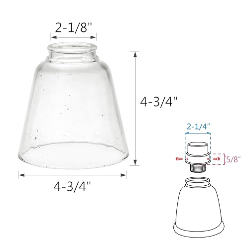 23174-60-4, Transitional Clear Seeded Ceiling Fan Replacement Glass Shade, 2-1/8" Fitter, Size: 4-3/4" D x 4-3/4" H, 4Pcs/Pack (4 Count)