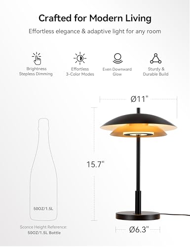 Table Lamp with USB Charging Port Bedside Touch Nightstand Lamp