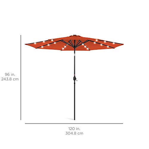 10ft Solar Polyester LED Lighted Patio Umbrella w (10 Feet)