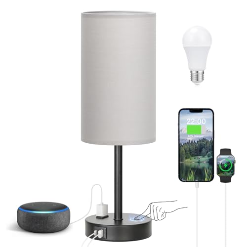 17.4" Grey Lamp for Bedroom
