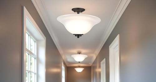 25007-64-1 Replacement Frosted Glass shade for Flush Mount or Semi-Flush Mount, 1/2" Central Hole,12-7/8" Diameter x 5" Height
