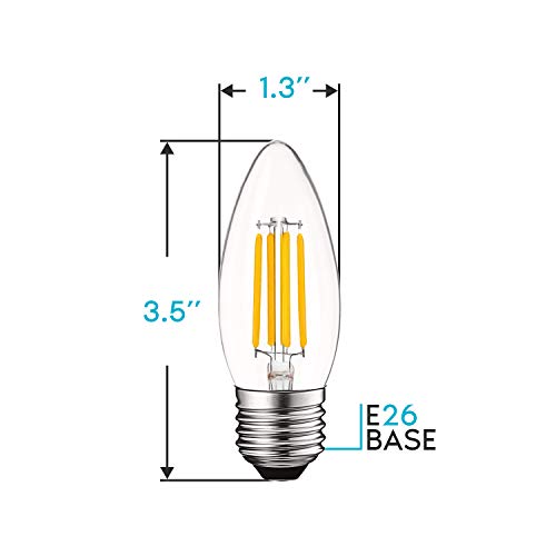 5W Vintage E26 Candelabra LED Bulbs 60W Equivalent (12 Count)