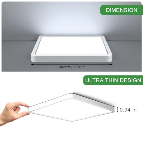 12Inch 24W Square LED Flush Mount Ceiling Light