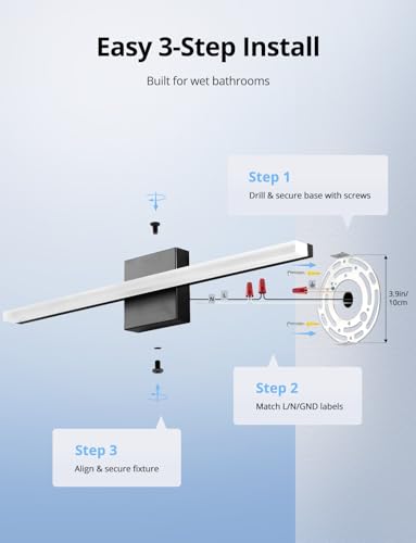 Black Vanity Lights Over Mirror (2 Count)